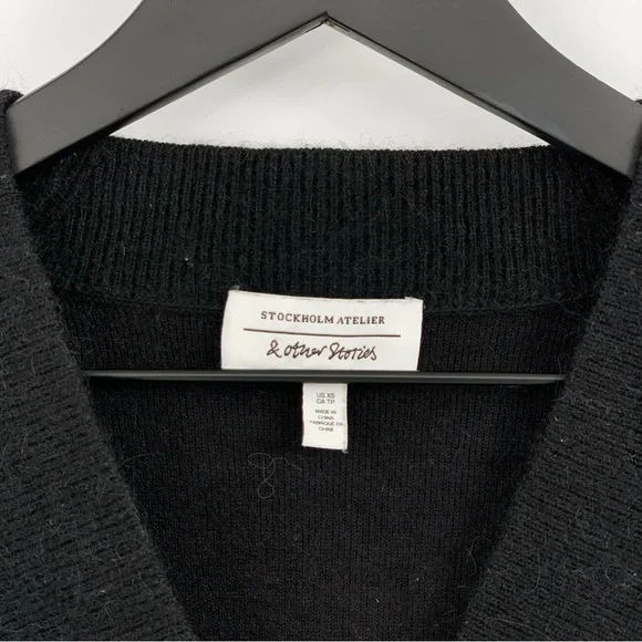 & OTHER STORIES Alpaca Wool Blend Cardigan Black XS - Picture 2 of 8
